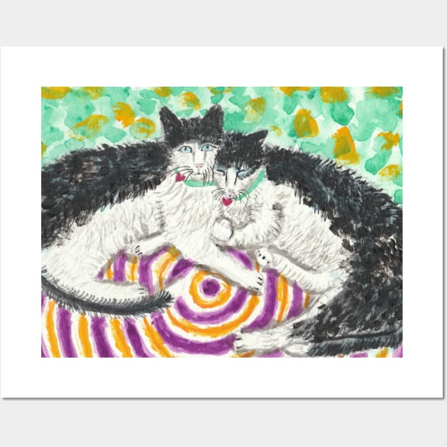 Snuggletime kitty cats art painting Wall Art by SamsArtworks